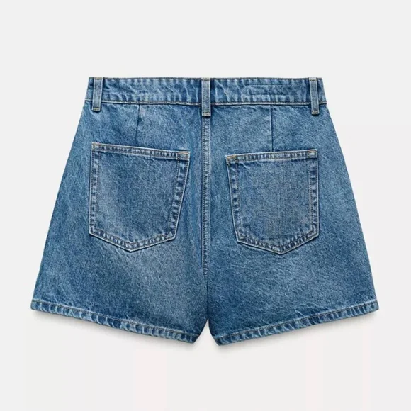 Zara Denim Faux Wrap Skort - Picture 2 of 14